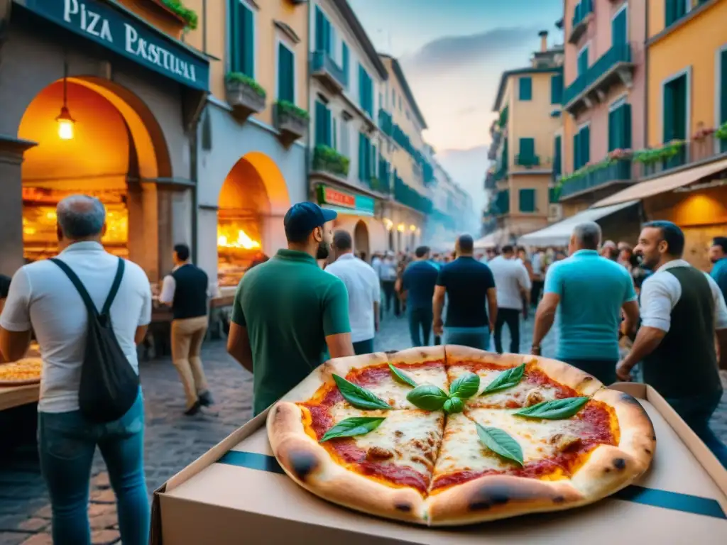 Vibrante festival de pizza en Nápoles, Italia: pizzaiolos expertos y coloridas creaciones