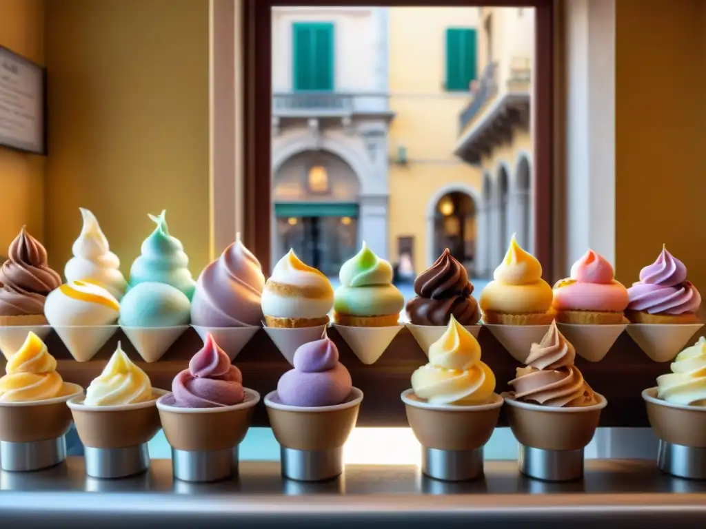 Vibrante heladería italiana en Florencia con variedades de gelato