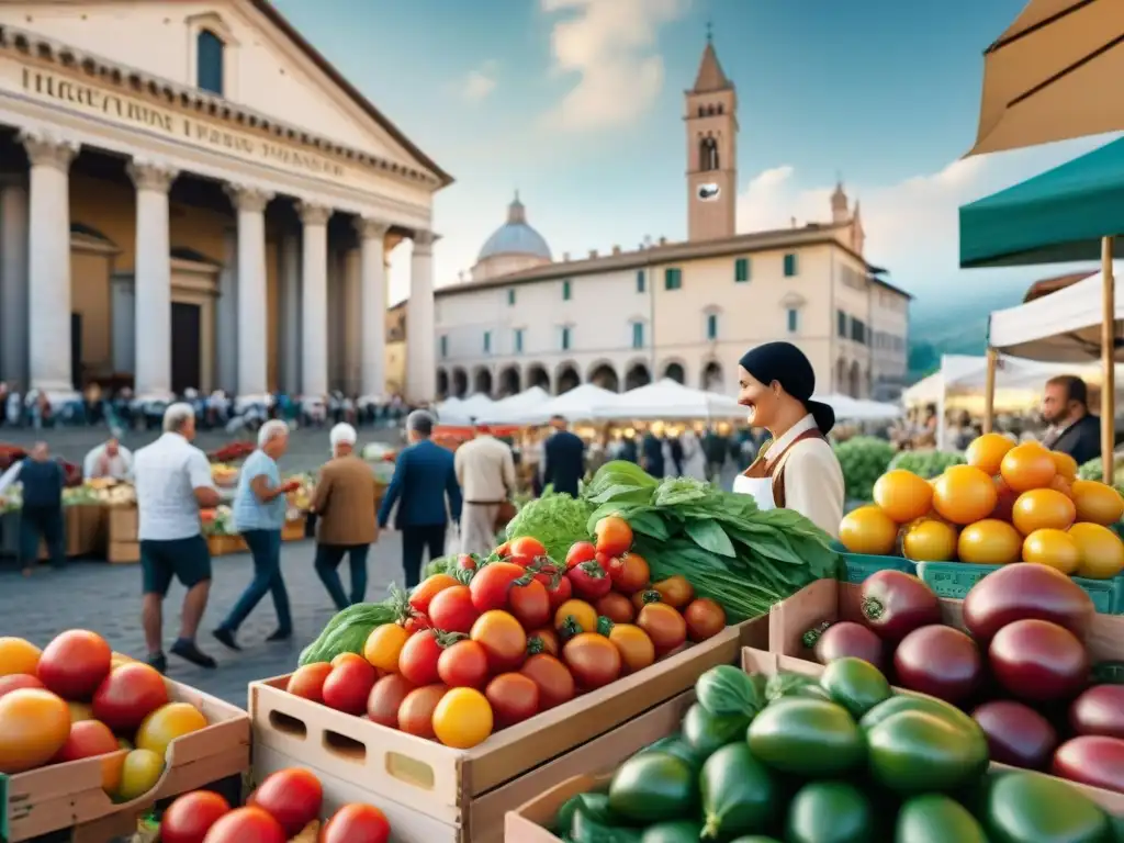 Vibrante mercado de agricultores en Italia con diversidad culinaria y proyectos comunitarios innovadores