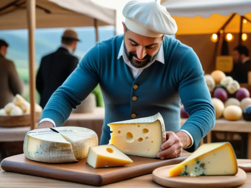 Celebración vibrante en un mercado italiano con trufas, vinos y quesos artesanales