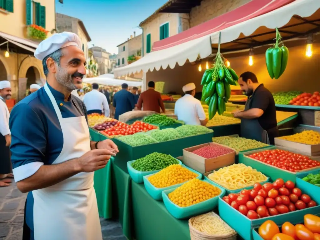 Vibrante mercado siciliano fusionando la influencia cocina italiana en árabe