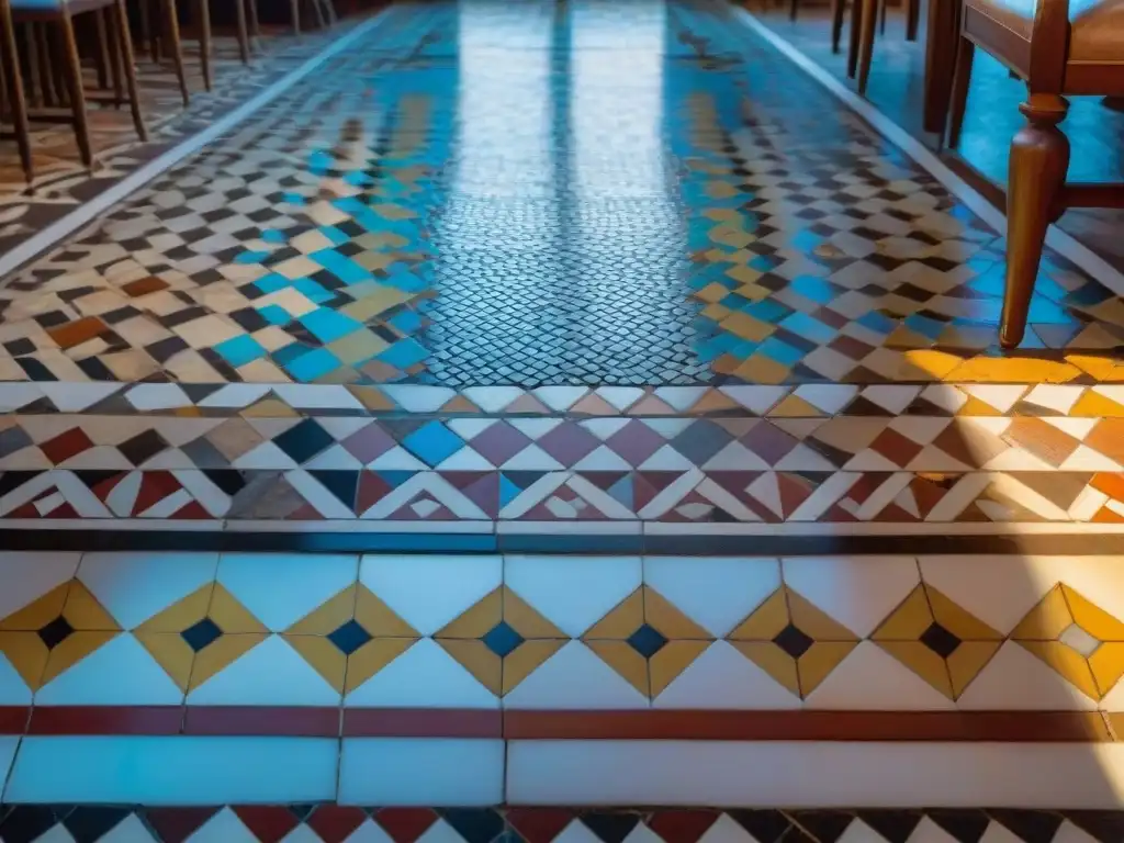 Los vibrantes mosaicos del suelo de Caffè Florian en Venecia, Italia, reflejan la elegancia de los cafés históricos italianos