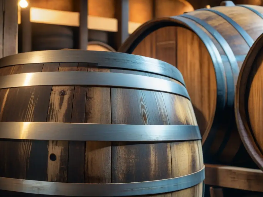 Vinagre balsámico de Módena en barrica de roble en bodega italiana tradicional