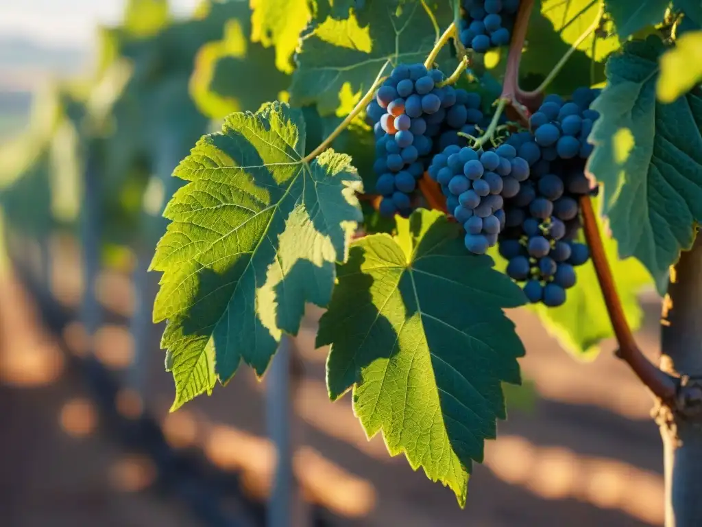 Viñedos de Sangiovese en Toscana, Italia, bajo el sol, mostrando el terroir único de la región