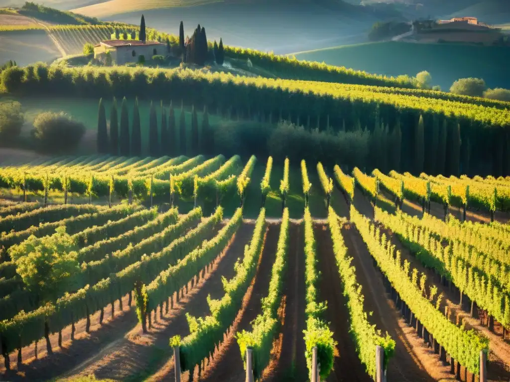 Vinedos de Toscana al atardecer: viticultores seleccionando uvas