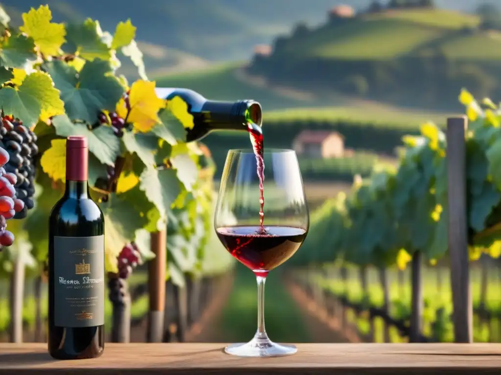 Sommelier sirviendo vino italiano en copa de cristal, degustación vinos italianos certificados