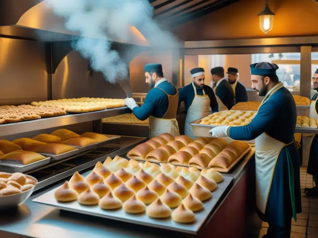 Vista detallada de panadería italiana con Chiacchiere recién horneadas